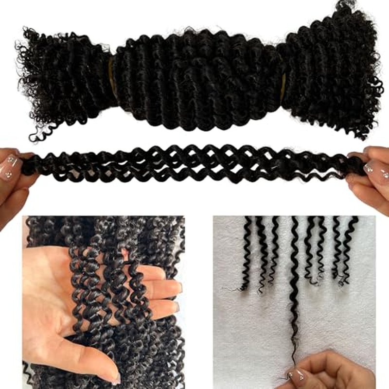 Springy Afro Twist Human Pre Separated Bulk Hair Extensions Mini Kinky Curly Twist With Extensions Crochet Braids Bundles Marley Twists Braiding Hair for Women 22 Inch 100g
