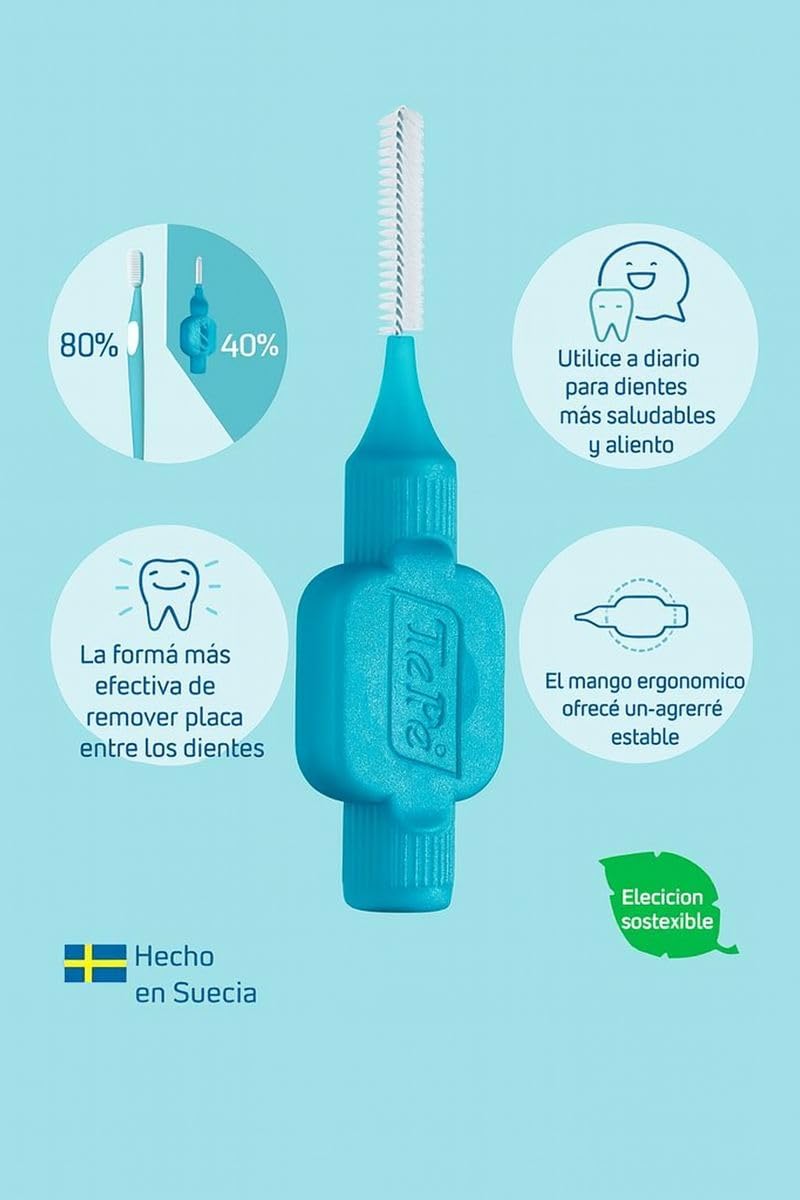 TePe Interdental Brushes - Size 5 (0.8mm) | Pack of 20 Yellow Brushes for Effective Cleaning