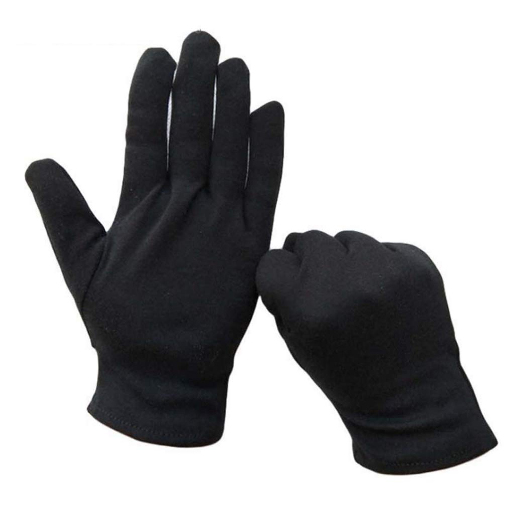 Beaupretty Moisturizing Eczema Cotton Gloves, 12 Pairs Black Cotton Gloves for Dry Hands, SPA Lotion Gloves Cosmetic Gloves L