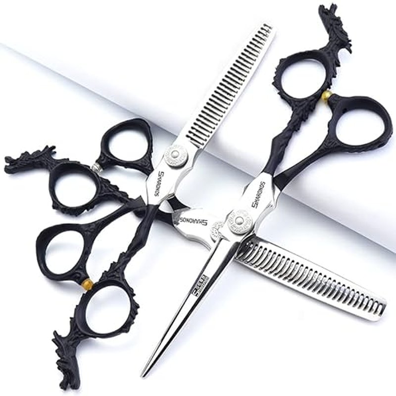Silver/black barber scissors, high hardness sharp professional hairdresser scissors 6 inch salon hairdresser scissors. (3pc-B)
