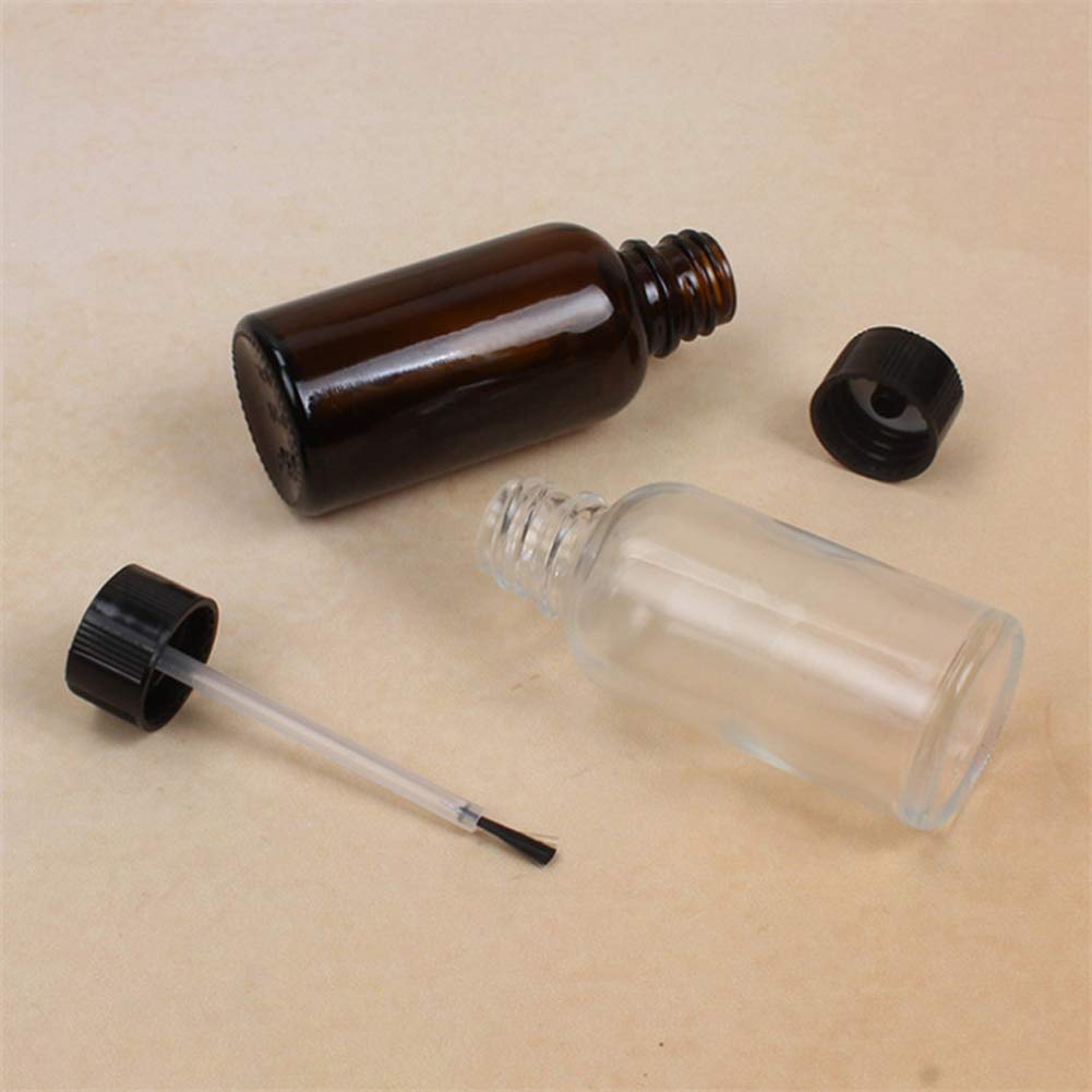 4 Pcs 20ml Empty Refillable Nail Polish Bottles Transparent Glass Nail Varnish Bottles Containers with Brush Cap for Nail Art (20 ml)