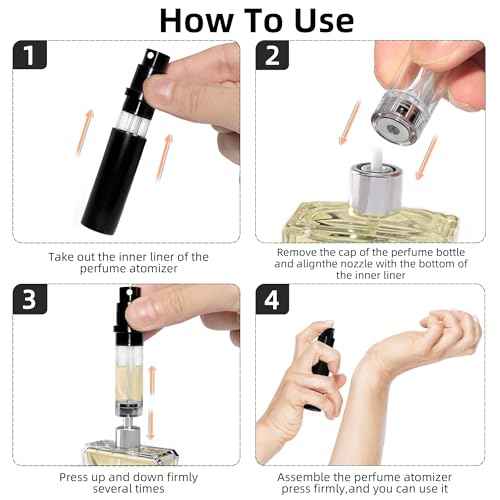 Perfume Refillable Bottle 5ml Bottom Refill Portable Purse Atomizer, Cologne Travel Perfume Spray Bottle for Outgoing and Traveling (Black + Pink 10ml)