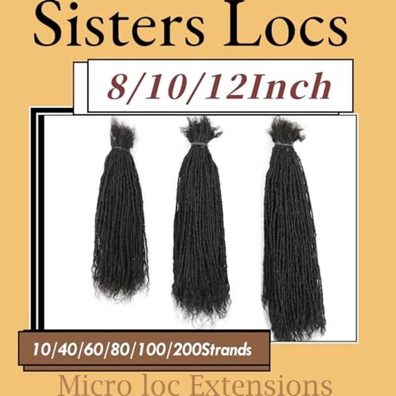 8-12 Inch Sister locs Human Hair Handmade Interlock Locs Curly Tips Sister Locs Real Human Hair Microlocs Extensions Permanent Dreadlock Extensions Natural Soft Looking(0.2cm,8 Inch-70 Strands)