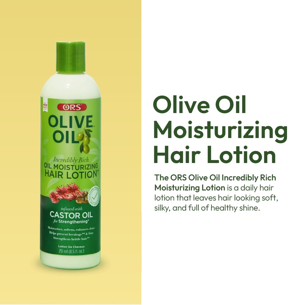 ORS Olive Oil Incredibly Rich Moisturizing Hair Lotion with Castor Oil 8.5 Ounces (Pack of 4)