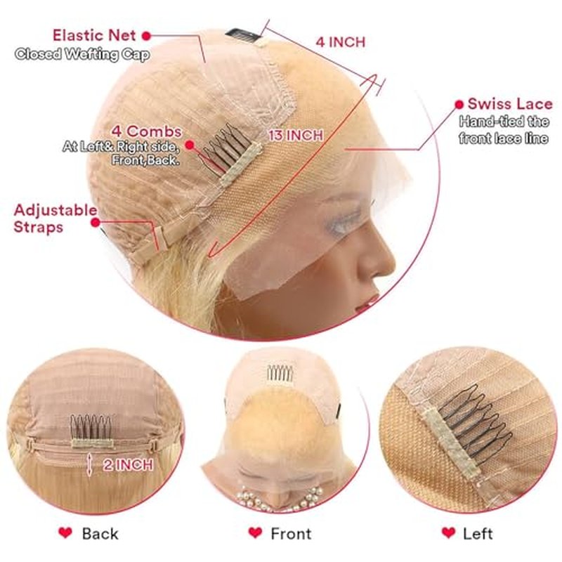 Blonde Lace Front Wigs Human Hair, 28inch 13x4 Blonde Wig Human Hair, 613 Lace Front Wig Human Hair, 100% Human Hair Wig, 180% Density Premium 613 HD Lace Frontal Wig Pre Plucked with Baby Hair