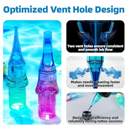 Wjx Ultimate Tattoo Cartridge Needles 50Pcs Mixed Size 0403RL 0803RL 1003RL 1005RL 1203RL 1205RL 1207RS 1207RM 1209RM 1211RM Assorted Disposable Tattoo Needles Fits Different Tattoo Guns