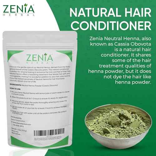 Zenia 100% Pure Neutral Henna Powder (Cassia Obovata) | 7oz (200g) | Colorless Henna for Hair | Natural Hair Conditioner | for Silky, Soft & Shiny Hair