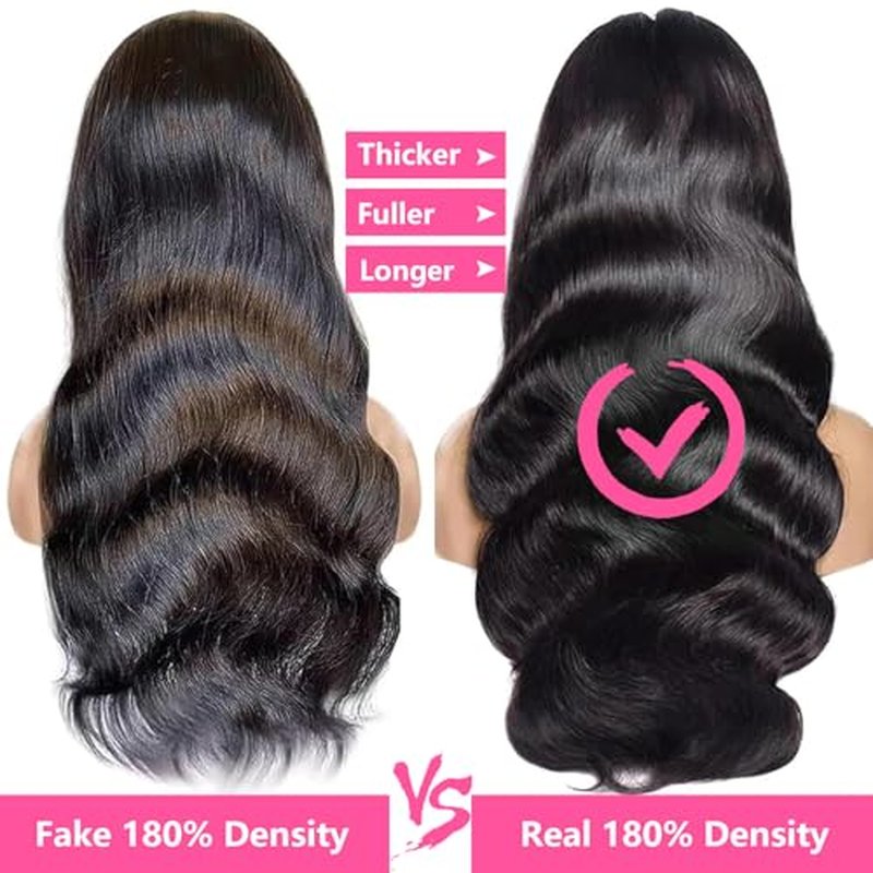 26inch Lace Front Wigs Human Hair 180% Density 13x4 HD Body Wave Lace Frontal Wig 100% Human Hair Glueless Wigs for Women Natural Color