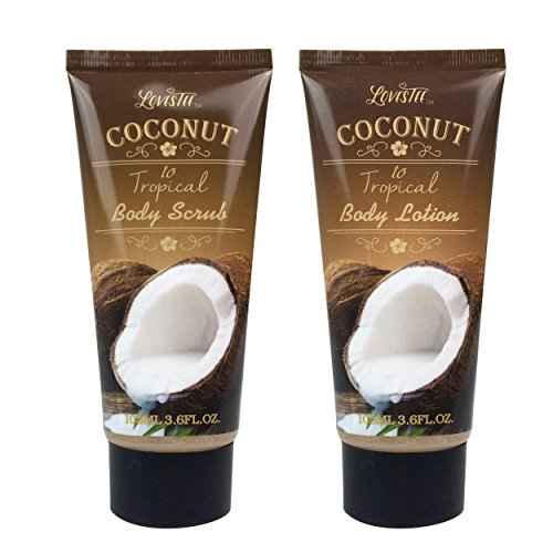 Mother's Day Spa Gift Baskets Bath and Body Set Refreshing Coconut Fragrance Lovestee - Bath and Body Gift Set Includes Shower Gel Body Lotion Body Scrub Body Butter Bath Salt and Loofah Scrubbed