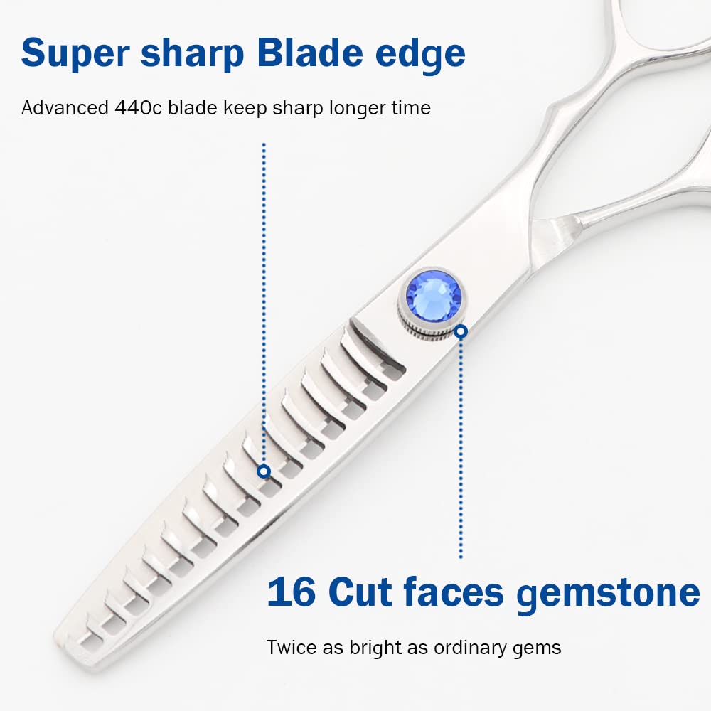 MISSUM 6.5" Professional Texturizing Scissors, Hair Thinning Shears for Precise Texturizing - Removes 50% Less Hair vs Standard, Japanese Stainless Steel Cutting Teeth Shears