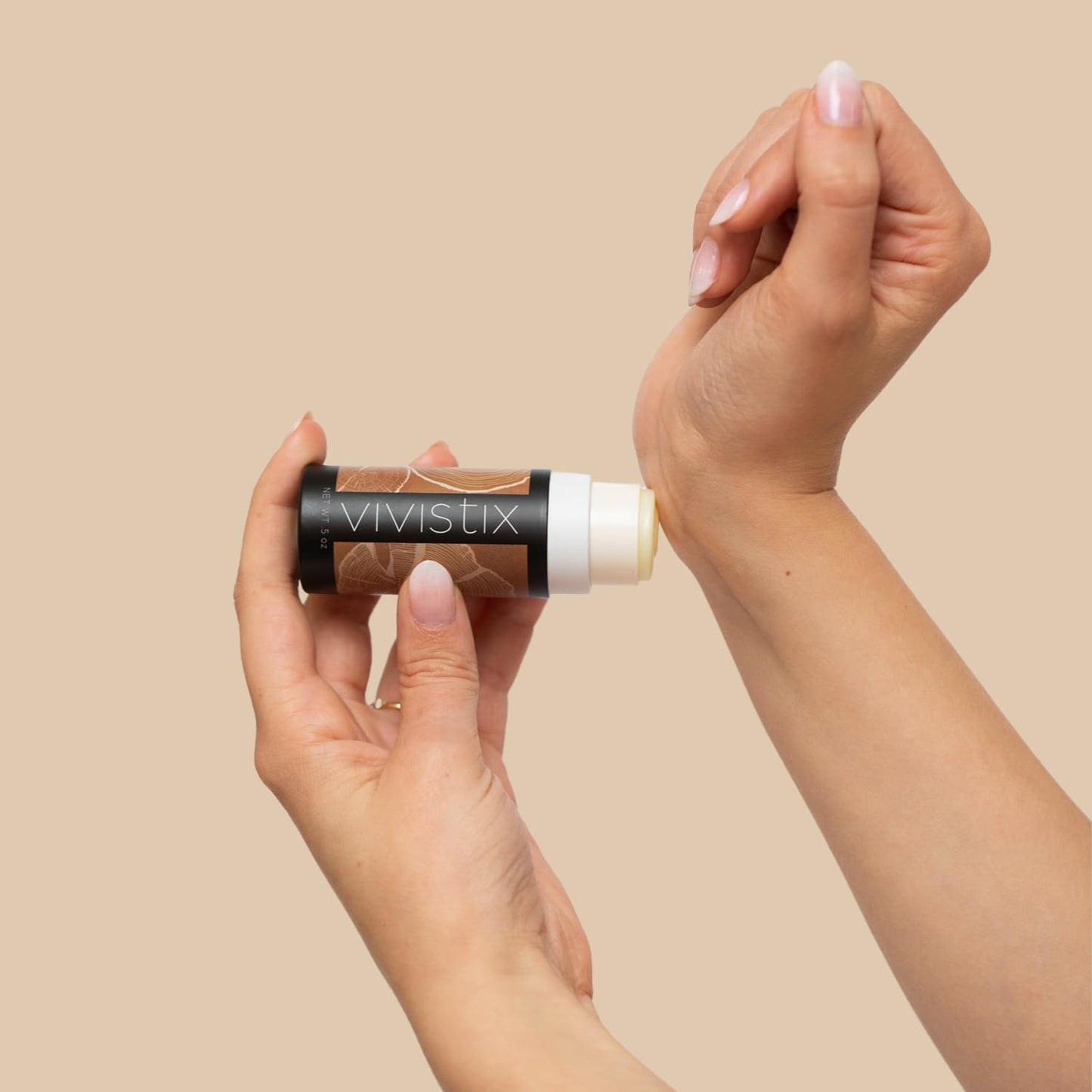 Vivistix Solid Perfume Stick | Sandalwood + Vanilla scent | Portable, clean, warm, woodsy, vanilla, gourmand, calming, travel perfume | Made in the USA | No parabens, phthalates, or preservatives