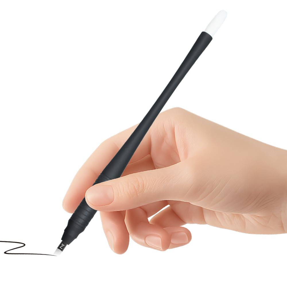 Mellie's Signature Microblading Eyebrow Pen (Pack of 10) - Disposable Microblading Pen with Sterilized Blade, Comfortable Rubber Grip and Pigment Sponge for Flawless Bro (U18 NANO .15mm, Black)