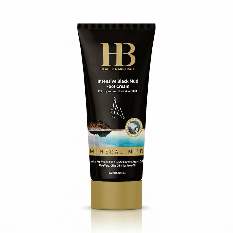 Black Mud Foot Cream - Hydrating Moisturizer with Dead Sea Minerals | 200ml for Soft, Healthy Feet