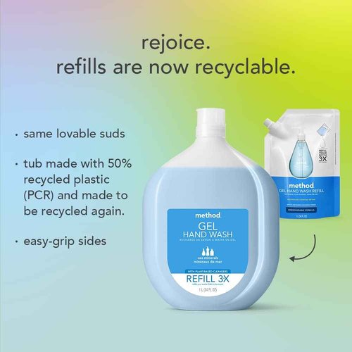 Method Gel Hand Soap Refill, Sea Minerals, Biodegradable Formula, 34 Fl Oz (Pack of 2)