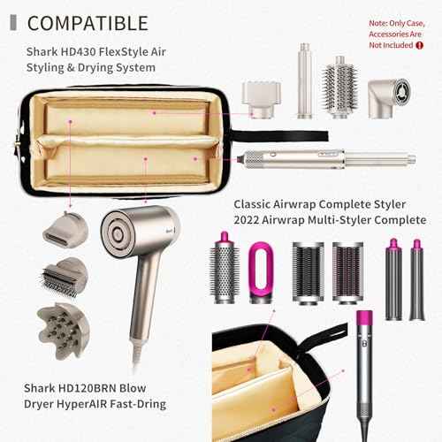 Hair Tools Travel Bag for Shark Flexstyle, Portable Shark Hair Dryer Case, Waterproof Dustproof Shockproof Flat Curling Iron Travel Organizer, Black