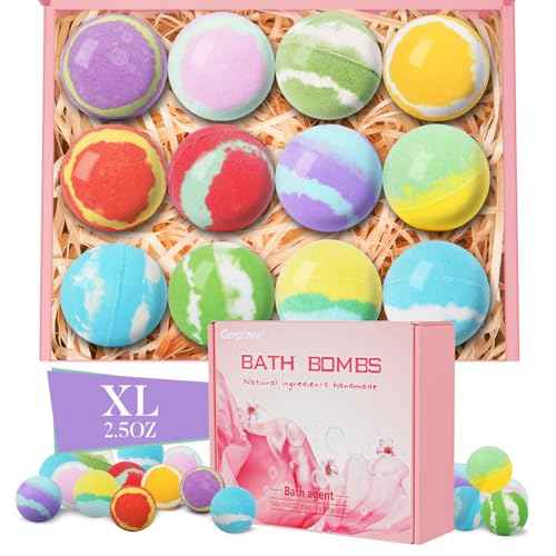 Bath Bombs for Women, 12 Pcs XL Organic Natural bathbombs with Shea Butter & Safe Oil for Dry Skin Moisturizing, Relaxing Aromatherapy, Bubble SPA, Mothers Day Gifts for Her Wife Girlfriend Mom