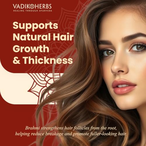 Vadik Herbs Brahmi Hair Oil (8 oz) All natural herbal hair oil for hair growth, hair conditioning, dandruff and dry scalp with Rosemary Oil | Herbal scalp treatment
