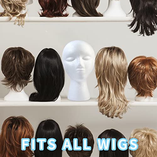 3 Pcs Foam Wig Head, Styrofoam Mannequin Head with Female Face for Multipurpose Wigs Display Stand, Model, Mask, Hat Display Stand, Art Work Painting