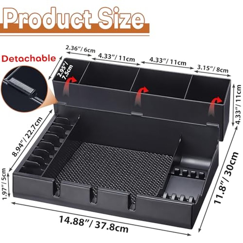 Large Barber Station Organizer for Corded Clippers & Guards, Barber Clipper Tray Anti-slip Hair Trimmer Holder, Multifunctional Detachable Hairdressing Tool Holder, Salon Haircut Supplies Storage Case