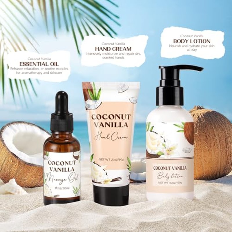 Spa Gift Baskets for Women, Vanilla Coconut Bath and Body Gifts Set for Women, Home Spa Self Care Gift, Relaxing Bath Set for Mom Wife Sister Friends Sister Girlfriend, Mother¡¯s Day Thank You Gifts