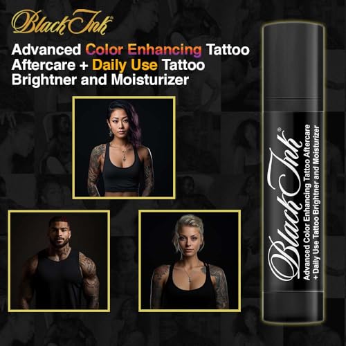 BLACK INK Advanced Color Enhancing Tattoo Aftercare + Daily Use Tattoo Brightener & Moisturizer Cream for All Skin Tones & Ink Colors ? Organic & Vegan All-Natural Care Tattoo Lotion ? Made in the USA