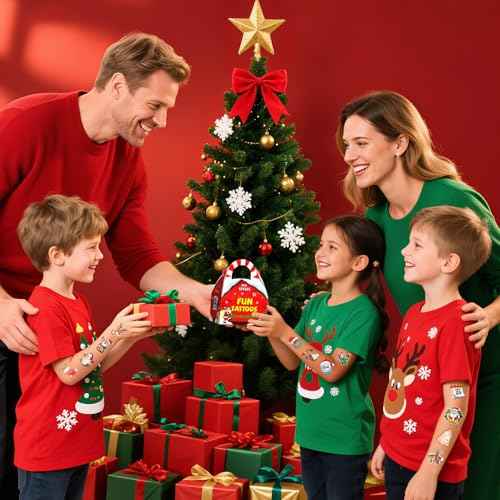 Christmas Tattoos for Kids Stocking Stuffers, 192 Styles Luminous Temporary Tattoo Stickers for Christmas Party Favors Decorations, Christmas Gifts for Kids Xmas Goodie Bag Fillers