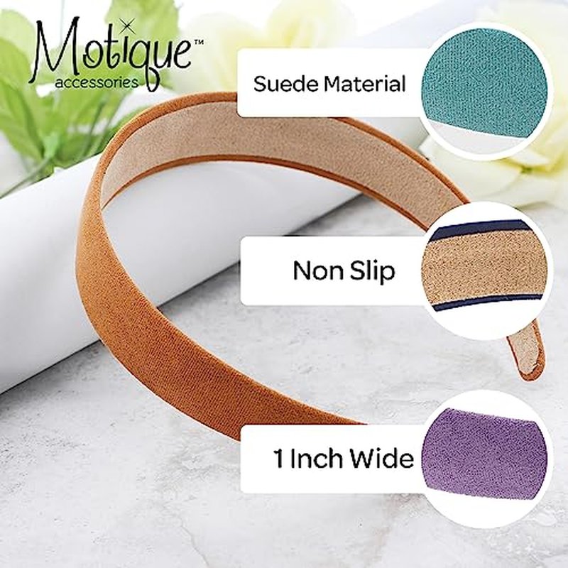 Motique Accessories 1 Inch Wide Suede Like Headband Solid Hair band for Women and Girls (Red)