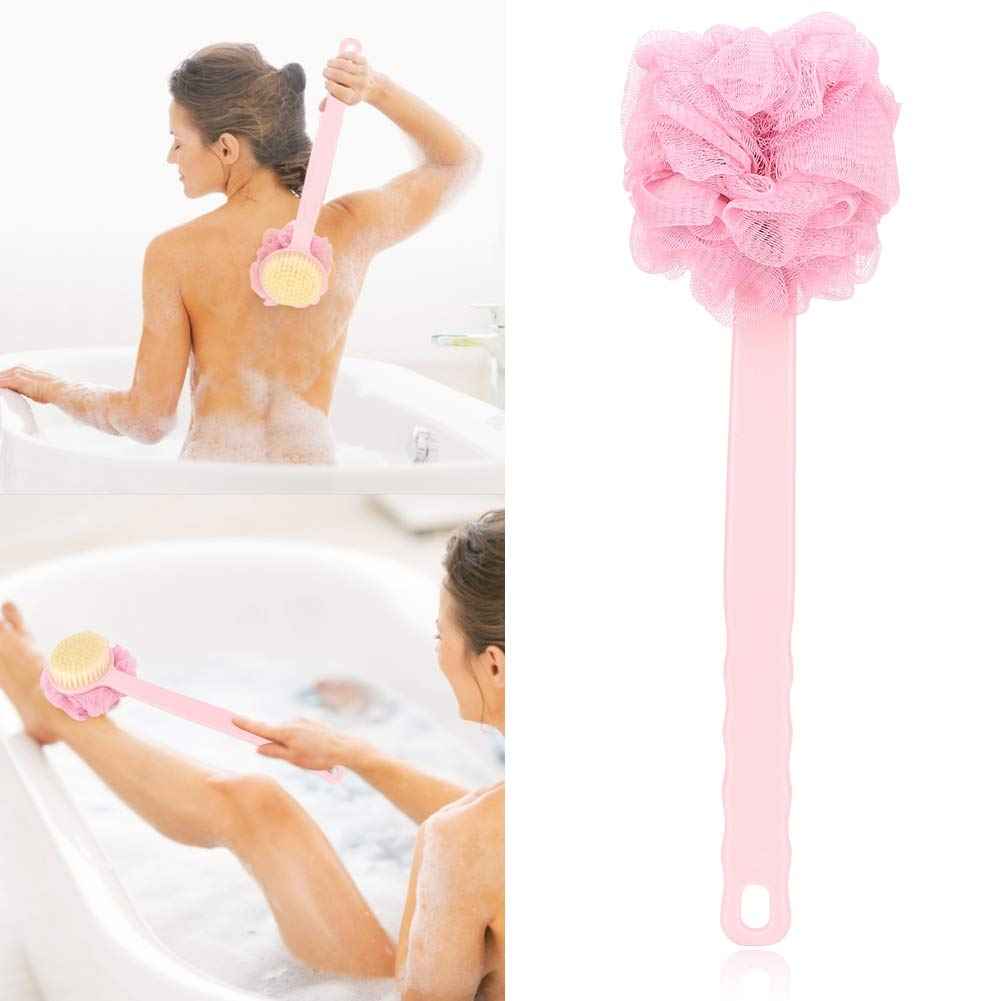 Shower Bath Brush with & Mesh Sponge, Back Scrubber with Curved Long Handle for Skin Exfoliating Bath Body Massage for Men and Women
