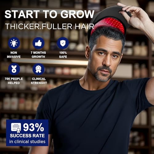 Laser Hair Growth Cap, Red Light Therapy Cap, Low Level Laser Therapy (LLLT) Equipment for Promoting Hair Growth in Women and Men£¨Black£©