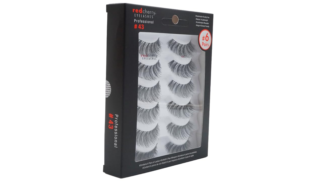 False Eyelashes #43 - Red Cherry Professional Quality | 6 Pairs for Stunning Volume