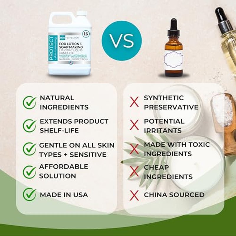Skin Perfection Leucidal Complete Protection Moisturizing Water-based DIY Beauty Synthetic Preservative Alternative Radish Root Liquid + AMTicide Coconut Lactic Acid Lotion Making Supplies