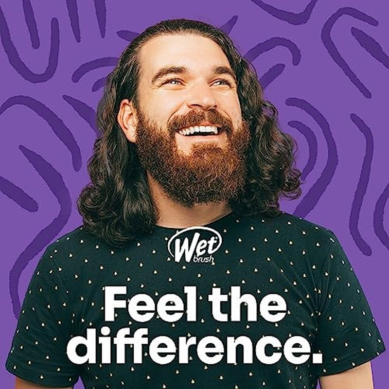 Wet Brush Detangling Hair Brush for Men, Black, Stimulates Scalp & Beard for Fuller Stronger Hair, Intelliflex Detangler Help Bristles Promote Growth & Protect from Breakage, Pain-Free