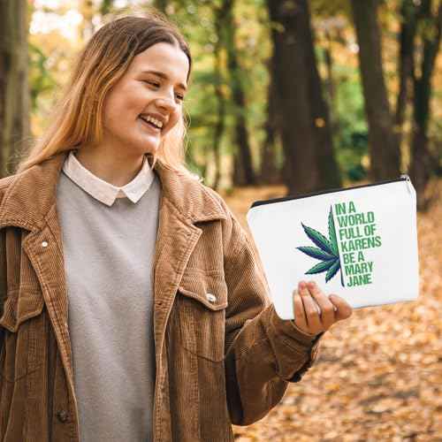 Makeup Cosmetic Marijuana Bag for Women Green Leave Cosmetic Bag Weed Gifts Gag Gifts for Women Friend Coworker Friendship Birthday Graduation Gifts Travel Toiletry Organizer