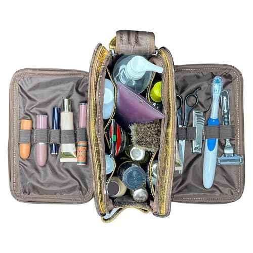 RUSTIC TOWN Leather Toiletry Bag - Men Shaving Ditty Kit - Women Cosmetic Bag Makeup Organizer for Travel Size Toiletries