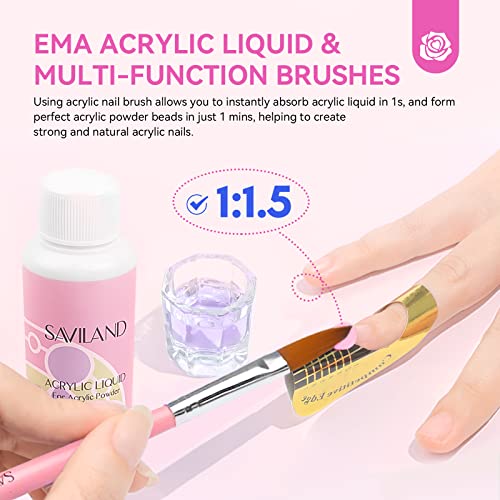 SAVILAND Professional Acrylic Nail Kit for Beginner: Acrylic Nail Set for Starter with Everything Gel Nail Polish Nail Drill U V Nail Light Gift Home Salon