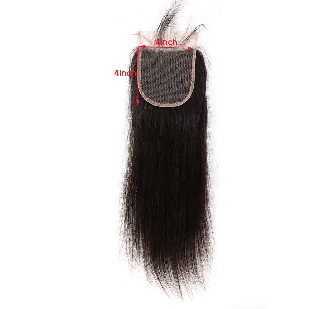 Bella Hair Cuticle Aligned Straight Human Hair Top Closure 4x4 Remy Virgin Hair Free Part Lace Closure with Baby Hair (18inch)