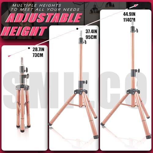 Smilco Wig Tripod Stand with 45 inch Adjustable Mannequin Head, Heavy Duty Wig Holder for Cosmetology Hairdressing Training
