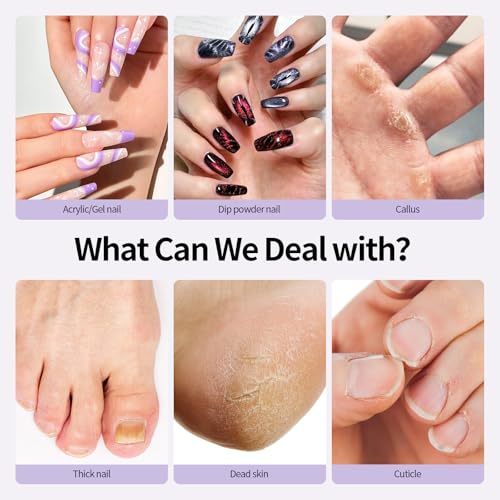 Electric Nail Drill Kit Professional - 9 Speed Cordless Electric Nail File with LED Display, Portable Nail Drill Machine for Acrylic Gel Nails, Hand Feet Trimmer Buffer Tool for Women Men Baby White