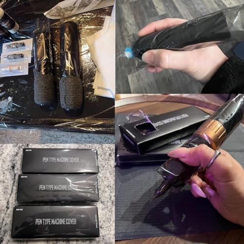 Tattoo Machine Covers 3-Box Set,Denergy Multi-Pack 600pcs Tattoo Pen Covers Disposable Pen Type Machine Sleeves for Cartridge Tattoo/PMU Machine (Blue-Large 600 Count (Pack of 3))