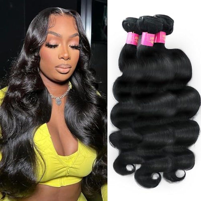 12A Body Wave Human Hair Bundles 14 16 18 Inch Quick 100% Unprocessed Brazilian Virgin Weave 3 Bundles Wavy Human Hair Extensions for Women