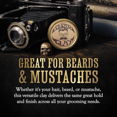 Hair Clay For Men - Slayer Clay Organic Medium Hold 2 Ounce Tin - Like Pomade Cream Or Gel - Shine Free & Non Greasy - Anti Dandruff & Easy To Use Mens Hair Product With Bentonite By Death Grip