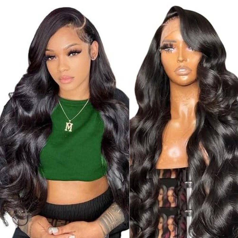 28inch 13x4 Lace Front Wigs Human Hair 180 Density Body Wave Lace Front Wigs Human Hair Pre Plucked 12A Glueless Wigs for Women HD Lace Frontal Wigs Natural Color