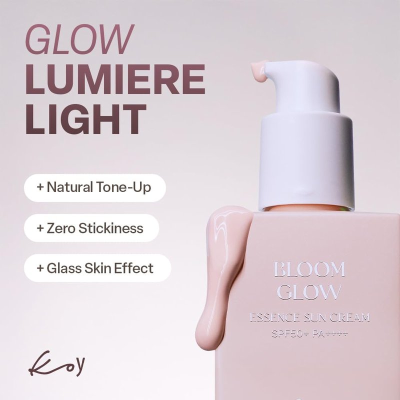 KOY Bloom Glow Essence Sun Cream, SPF50+ PA++++ Waterfull Tone-Up Sunscreen, No White Cast, Non-Sticky, 10 layer Hyaluronic Acid for Radiance and Glow Skin, All Skin Type, Rose Beige, 1.01 fl oz