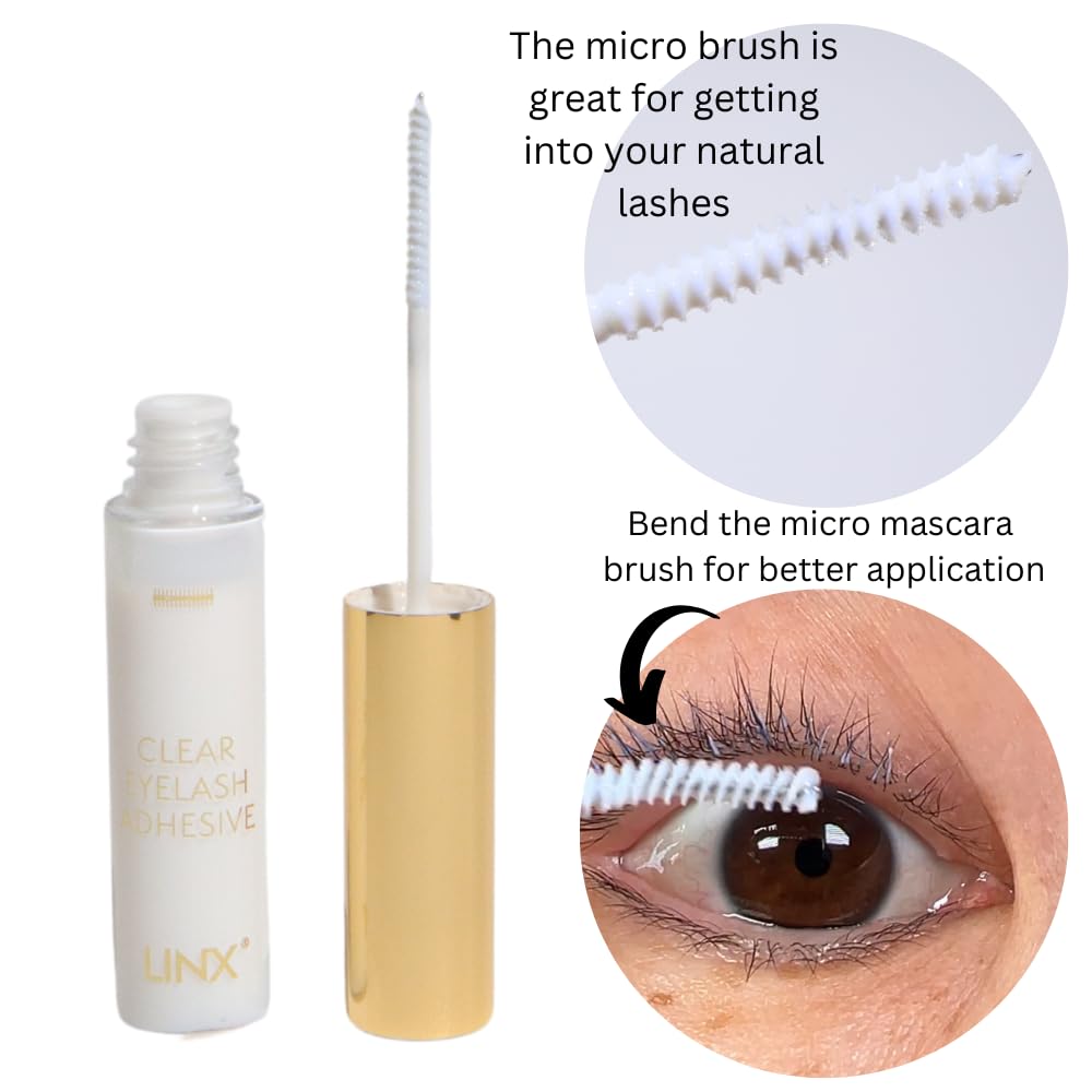 Linx DIY Lash Glue with Micro Mascara Wand 2-5 Day Lash Hold (Clear)