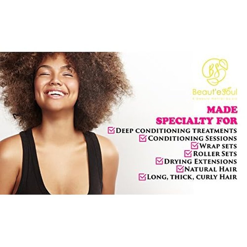 BEAUT'E SEOUL Bonnet Hair Dryer Attachment ? Large Soft Hood for Handheld Blow Dryers, Deep Conditioning Cap for Natural Curly Hair, Quick Drying & Hair Treatment