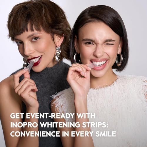 InoPro Natural Teeth Whitening Strips Kit 21 Treatments - Sensitive Teeth Whitener, Peroxide Free with Papain, Bromelain, Coconut Oil, White Strips for Teeth Whitening (42 Strips)