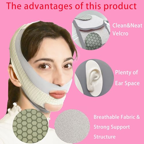 V Line Lifting Mask Chin Strap for Sleeping, V Line Mask, Face Lifting Strap, Chin Strap, Jawline Shaper, Jaw Strap, Double Chin Reducer,Face Lift Tape & Snoring Solution (Grey)
