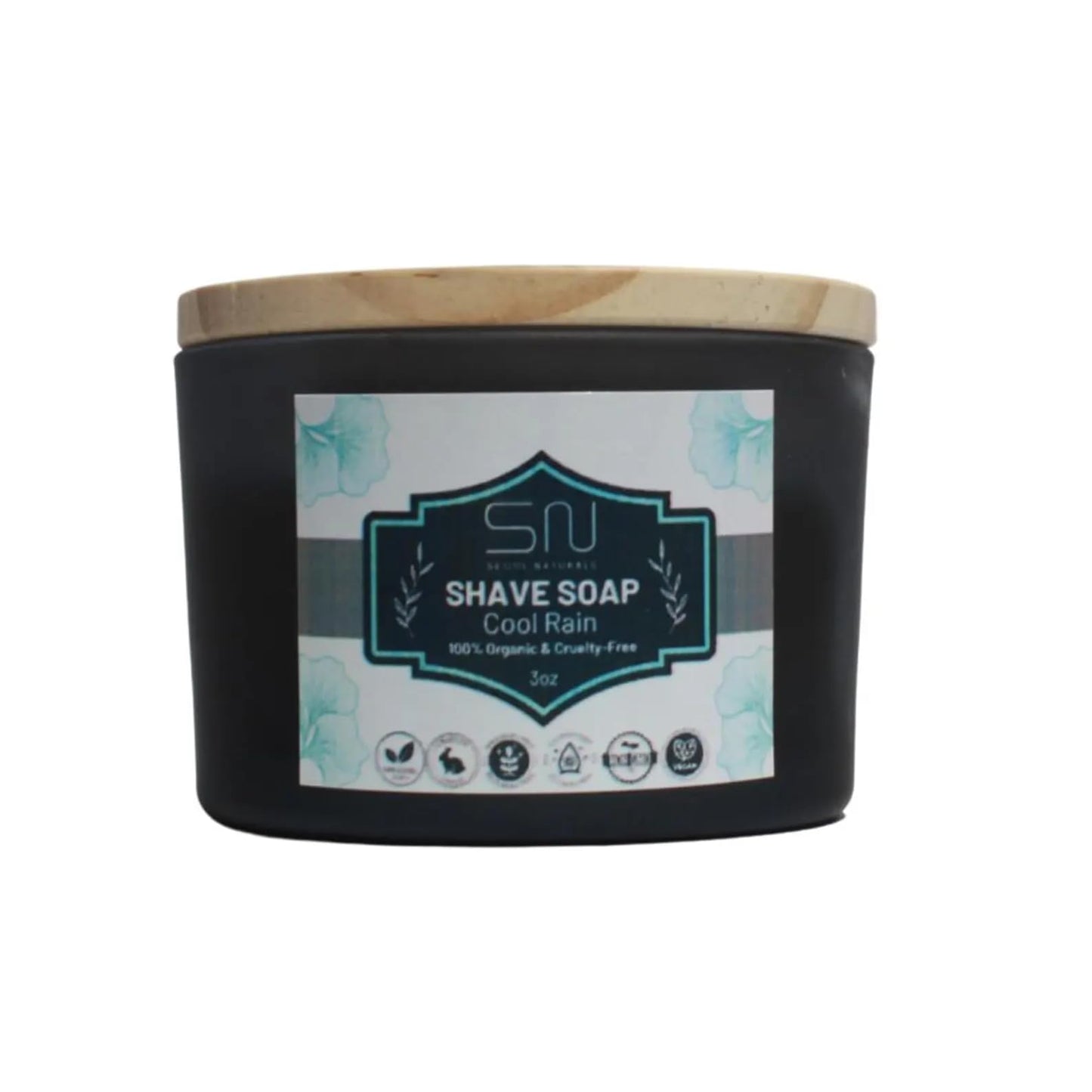 Seoul Naturals Organic Shave Soap Set with Barber Brush, Cool Rain Scent, k beauty, 3 oz