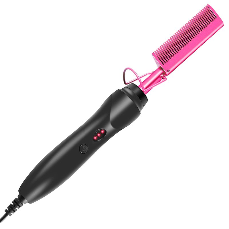 Hot Comb Anti-Scald Ceramic Heated Hair Styling Tool - Straightener, Curler, Travel-Friendly Beard Pressing Comb