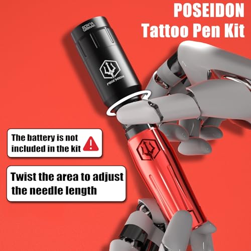 Tattoo Kit£¬POSEIDON Tattoo Pen Kit Rotary Tattoo Machine Kit Professional Complete with Power Supply and 20PCS Tattoo Cartridge Needles for Beginner£¨PTK24£©